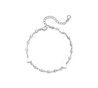 JEMARA 925 Sterling Silver Bracelet for Women Girls Adjustable Silver Love Heart Cubic Zirconia Bracelets Dainty Silver Jewellery 6.7+2inch