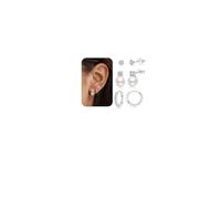 JEMARA Small Silver Hoop Earrings Hypoallergenic 925 Sterling Silver Cubic Zirconia Pearl Stud Huggie Cartilage Earring Sets for Multiple Piercing 3 Paris Silver Earrings Set For Women