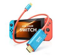 JEMDO 4K 144Hz Dock High Speed HDMI Cable for Switch 2017/OLED, Blue&Red | USB-C 3.2 to HDMI 2.1, 6.6 ft, 48 Gbps, 100 W PD pass-through, Portable Travel Adapter for Steam Deck/ROG Ally/PC/TV