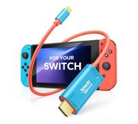 JEMDO 4K 60Hz Dock High Speed HDMI Cable for Switch 2017/OLED, Blue&Red | USB-C 3.2 to HDMI 2.0, 18 Gbps, 100 W PD pass-through, 6.6 ft, Portable Travel Adapter for Steam Deck/ROG Ally/PC/TV