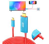 JEMDO 4K 60Hz Dock Nylon Braided HDMI Cable for Switch 2017/OLED, Blue&Red | USB-C 3.2 to HDMI, 18 Gbps, 100 W PD pass-through, 6.6 ft, Portable Adapter for Steam Deck/ROG Ally/PC/TV