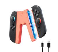 JEMDO Magnetic Switch 2 Charging Grip Compatible with Nintendo Switch 2 - Ergonomic LED Controller for Joy Con 2 with USB-C Cable, Travel-Ready,Orange