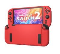 JEMDO Protective Case Compatible with Switch 2025, TPU Cover Accessories for Switch Console and Grip Joy-Con, The Switch Protector with 4 Thumb Grip Caps,Red