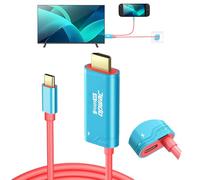 JEMDO Switch 2 HDMI Adapter Cable Connector, 6.6ft USB C 3.2 to HDMI 2.0 4K@60Hz 18 Gbps PD 100W, Portable Travel TV Dock Cord Compatible with Nintendo Switch 2/2017/OLED, Steam Deck, ROG Ally - Blue
