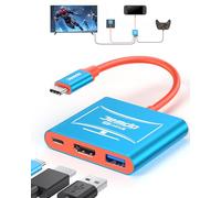 JEMDO Switch 2 TV Docking Station V21.1.0 Upgrade, 4K 144Hz HDMI 2.1 Adapter with 48Gbps Output, PD 100W & USB 3.2 Port, Portable Compact Travel Dock Compatible with Nintendo Switch 2/OLED/2017