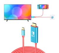 JEMDO USB C to HDMI Dock Cable with PD100W Charging Port, Portable Switch to TV Connector Adapter for Nintendo Switch NS/OLED Screen Mirroring, 4K@30Hz, 1.2m(3.93 ft), Pink