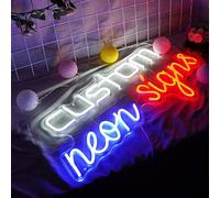JEMESI Custom LED Neon Signs, Large Neon Lights Sign for Bedroom Wedding Birthday Party Home Décor Personalized Custom Neon Signs Bar Salon Cafe Shop Logo (25", 2 Line Text)