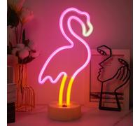 JEMESI Flamingo Neon Light, Bedroom Night Light - Powered by Battery/USB, Pink, 5x10cm, Modern, Silicone, Flamingo Theme, Neon Light Decoration for Valentine's Day, Birthday, Bar Party