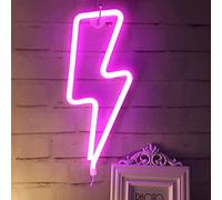 JEMESI Lightning Neon Lights, LED Sign Wall Decor, Pink Neon Lights Powered by USB,Gamer Gifts for Party, Bedroom, Party Supplies