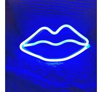 JEMESI Neon Signs, Cute LED Neon Lips Sign, Blue Lips Neons Light, Lip Shaped Lights, USB and Battery Powered Light up Signs for Wall Decor, Bedroom, Birthday, Wedding, Party Decoration Gifts