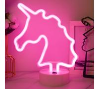JEMESI Unicorn Neon Light, Bedroom Pink Night Light, LED Lights Signs Powered by Battery/USB with Base Table Decor Best Gift for Family Birthday Holiday Wedding Party Supplies