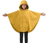 JEMIDI Kids Rain Poncho - Waterproof & Breathable - Exciting Water-Reaction Pattern & Unisex Design - Includes Front Pocket & Carry Bag - Yellow, Small Size (3-5 Years)