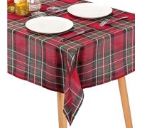 JEMIDI Tartan Tablecloth - Rectangular Checker Print Christmas Table Cloth - Scottish Red and Green Tartan Print - Xmas Decorations - 140 x 110cm(55.1" x 43.3")