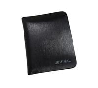 JEMINAL Brushed Cowhide Leather Wallet for Men, Handcrafted Slim Vertical Bifold Design, 10 Flip-Cover Card Slots, 2 Large Cash Compartments, Clear ID Window, Durable Nylon Lining, A-Black, 3.82*4.65