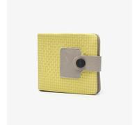 JEMINAL Slim Bright Textured Wallet Nylon Outdoor Travel Soft Light Weight Leather Buckle Bifold Wallet with Multiple Card Slots Ultra Strong Stitching Gifts for Men Women Him Her, Bright Yellow, 3.93