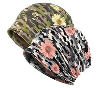 Jemis Womens Cotton Chemo Hat Beanie Scarf - Beanie Cap Bandana for Cancer - Green - XL
