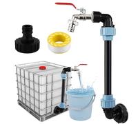 Jemmytu IBC Tank Gooseneck, IBC Container Adapter, IBC Gooseneck 3/4 Inch Brass Outlet Tap, Rain Barrel Outlet Tap, Extended Tap, for Rainwater Tank, Water Barrel, Rain Barrel