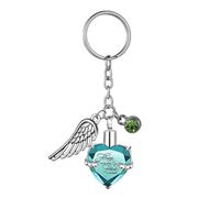 Jemnpela Pet Urn Keychain Waterproof Solid Metal Cremation Keepsake Holder | for Dog Cat Ashes Paw Print Bone Wing Heart Crystal Ash Container Pet Loss Memorial Remembrance Pet Souvenir Accessory