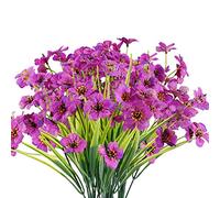 JEMONG 12 Bundles Artificial Flowers Outdoor UV Resistant Fake Flowers No Fade Plastic Plants Garden Porch Window Box Decorating (Purple)