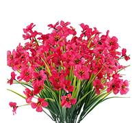 JEMONG 12pcs Artificial Flowers Outdoor UV Resistant No Fade Fake Plastic Plants for Garden Porch Window Decoration (Fuhia)