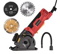 Jemora 580W 3700RPM Mini Circular Saw Corded 4.8 Amp Electric Compact Circular Saw with Guide Scale Ruler Vacuum Port 3 for Cutting Wood Tile Plastic Soft Metal