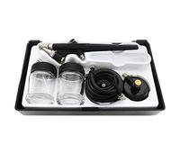 Jemora Mini Single Action Air Brush Kit Siphon Feed 0.8mm Paint Spray Gun Air Brush Kit with Hose 2cc Fluid Cups Spray Tool for Body Painting Makeup Art Model Manicure Nail Beauty Cake Decorating