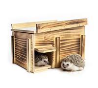 Jemrox Handcrafted Solid Wood Hedgehog House - Large Natural Outdoor Nesting Box for Hedgehog - Cozy All-Weather Shelter, Easy Install for Backyard, Garden