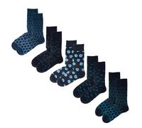Jemsox 5-Pack Mens Blue Multi Design Socks - Organic Cotton - One Size (7-11)