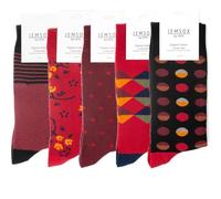 Jemsox 5 Pack Socks Windsor & Grove Green - Luxury 5-Pairs Men's Cotton Crew Size 9-12 Multipack, Colourful Patterned Dress Socks, Gentle Grip Top