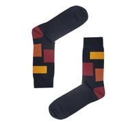 Jemsox Block Pattern Organic Cotton Mens Socks | Comfort Top & Breathable Fit - Dark Red - Medium / Eur 39-43 / UK 6-9