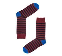 Jemsox Breton Stripe Organic Cotton Mens Socks | Comfort Fit & Breathable Style - Dark Red - Large / Eur 43-46 / UK 9-12
