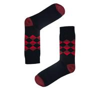 Jemsox Diamond Pattern Organic Cotton Mens Socks | Soft Comfort Top - Dark Red - Large / Eur 43-46 / UK 9-12