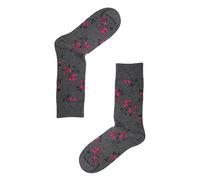 Jemsox Eco Socks, Men's, Crew Socks, 1 Pair, Grey, Blue, Medium UK 6-9 (EUR 39-43), Ditsy Flower Design, 85% Organic Cotton, Adult, Mid-Calf, Casual (UK, Numeric, 6, 9, Regular, Regular, Grey Marl)