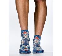 Jemsox Ethnic Art Blue Wigglesteps Sneaker Socks | Bold Print & Low-Cut Comfort