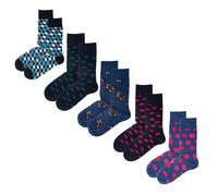 Jemsox Fox & Flowers - 5 Pack Multi-Design Men’s Soft Cotton Socks - One Size (7-11)
