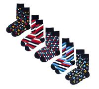 Jemsox Linear Luxe - Luxury 5-Pairs Organic Cotton Men's Crew Socks Size 7-11 - Striped Multipack, Colourful Patterned Dress Socks, All Day Comfort