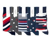 Jemsox Luxury 5-Pair Pack Organic Cotton Men's Crew Socks Size 7-11 | Spots & Stripes Design Multipack | Eco-Friendly, Comfortable, Breathable Calf Socks
