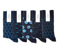 Jemsox Luxury 5-Pairs Organic Cotton Men's Crew Socks Size 7-11 | Blue Multi Design, Colourful Patterned Multipack | Eco-Friendly, Comfortable, Breathable Socks