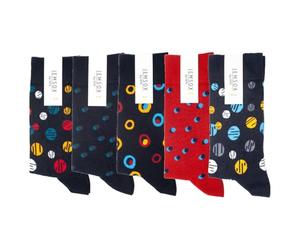Jemsox Luxury 5-Pairs Organic Cotton Mens Spotted Socks 7-11 | Spots & Circles Designs, Colourful Patterned Multipack | Eco-Friendly, Comfortable Socks, Breathable