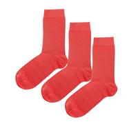 Jemsox Luxury Socks Multipack 3 Pairs / 5-Pairs Coral Red Plain Colour Men's Crew Socks Size 7-12 - 3