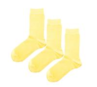 Jemsox Luxury Socks Multipack 3 Pairs / 5-Pairs Lemon Yellow Plain Colour Men's Crew Socks Size 7-12 | Premium Yellow Pure Colourful Socks Multipack | Eco-Friendly, Comfortable, Breathable (3)
