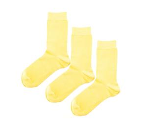 Jemsox Luxury Socks Multipack 3 Pairs / 5-Pairs Lemon Yellow Plain Colour Men's Crew Socks Size 7-12 | Premium Yellow Pure Colourful Socks Multipack | Eco-Friendly, Comfortable, Breathable (3)