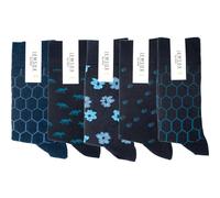 Jemsox Men’s 5-Pack Premium Socks Multipack - Crew Socks for Everyday, Dress & Athletic Use - Blue Multi Design