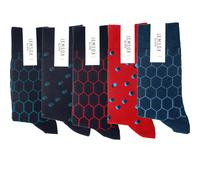 Jemsox Men’s 5-Pack Premium Socks Multipack - Crew Socks for Everyday, Dress & Athletic Use - Hexagons