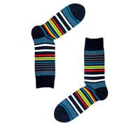 Jemsox Mens Multi-Stripe Socks - Organic Cotton Comfort - Navy/Grey/Yellow - One Size / Eur 41-46 / UK 7-11