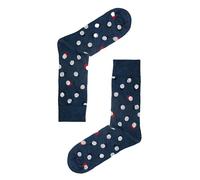 Jemsox Men's Organic Cotton Socks, 1 Pair, Blue and Grey, Medium/Large (EUR 39-46), Spot and Stripe Pattern, 85% Organic Cotton Blend, Lightweight (UK, Numeric, 7, 11, Regular, Regular, Denim)
