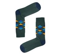 Jemsox Multi Diamond Pattern Organic Cotton Mens Socks | Comfort Welt Top - Green - Medium / Eur 39-43 / UK 6-9