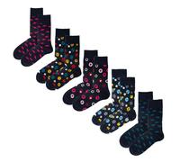 Jemsox Spot the Fox - 5 Pack Multi-Design Men’s Soft Cotton Socks - One Size (7-11)