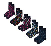 Jemsox Spot The Fox - Luxury 5-Pairs Organic Cotton Men's Crew Socks Size 7-11 - Foxes Pattern Multipack, Colourful Patterned Smart Socks, All Day Comfort