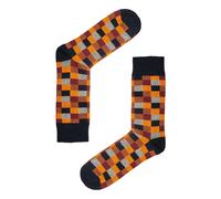 Jemsox Square Pattern Organic Cotton Mens Socks | Comfort Top & Soft Fit - Orange - Large / Eur 43-46 / UK 9-12